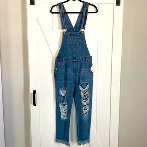 NWT American Bazi Distressed Overalls